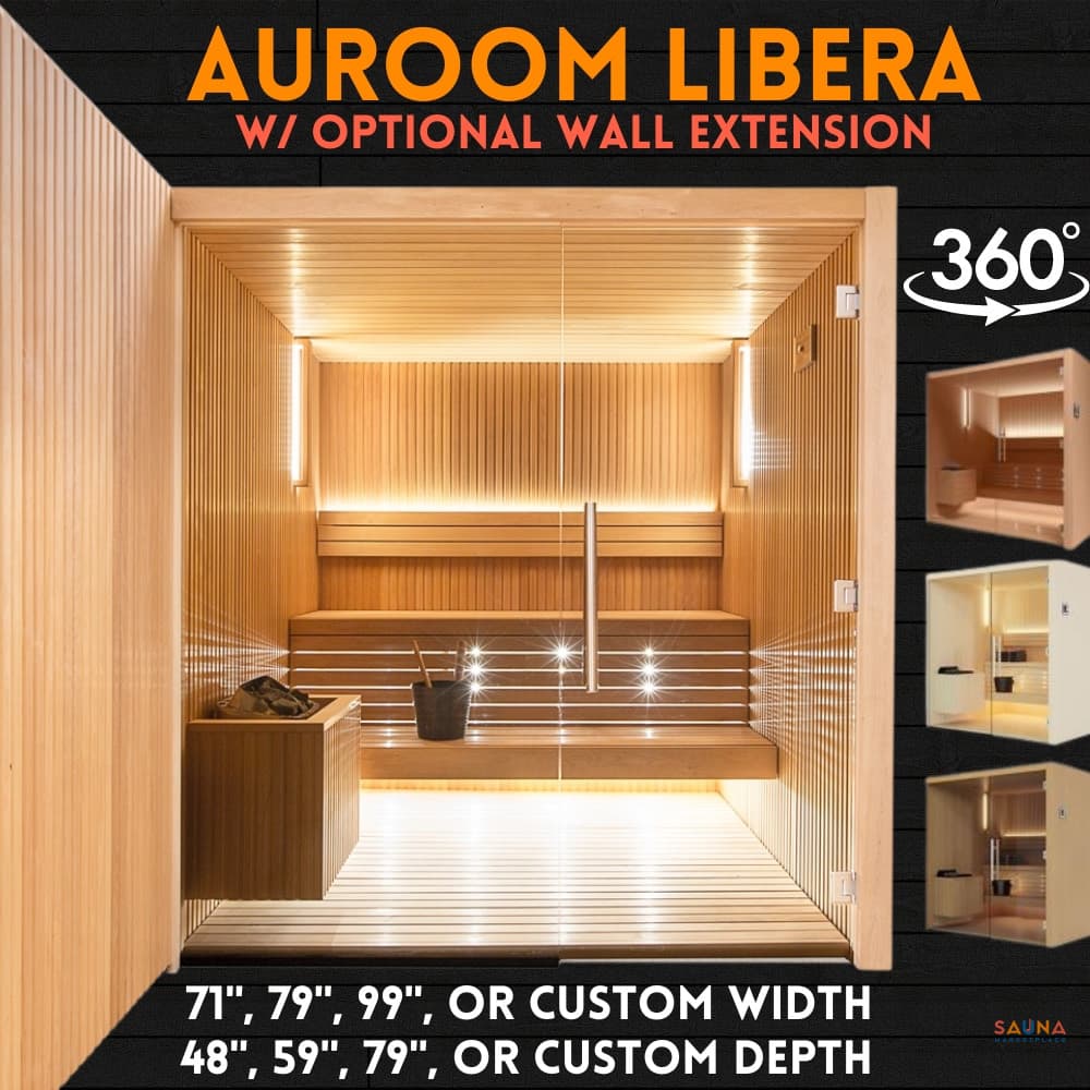 Auroom Libera Glass indoor sauna kit with full glass front