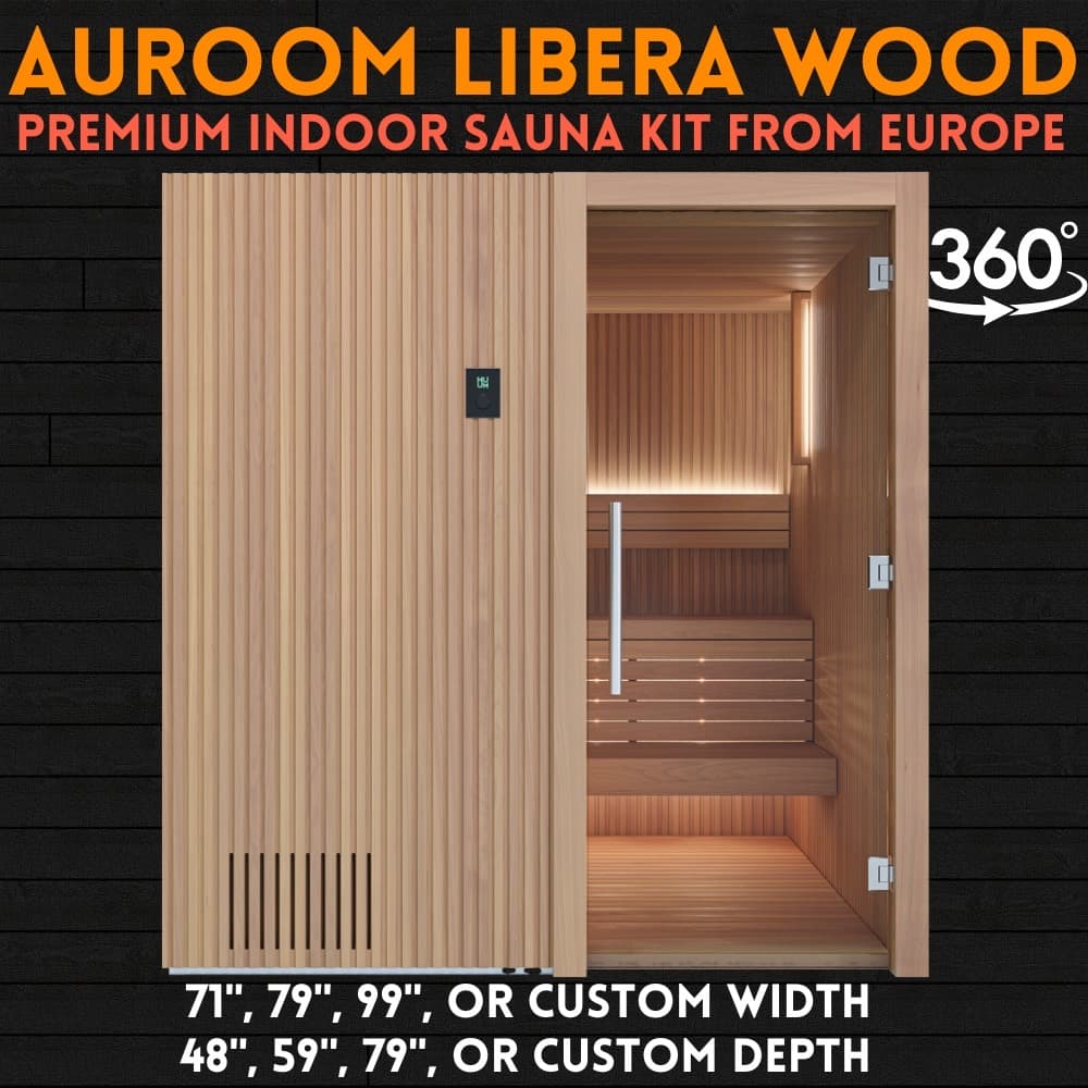 Auroom Libera Wood indoor sauna kit with solid wood front