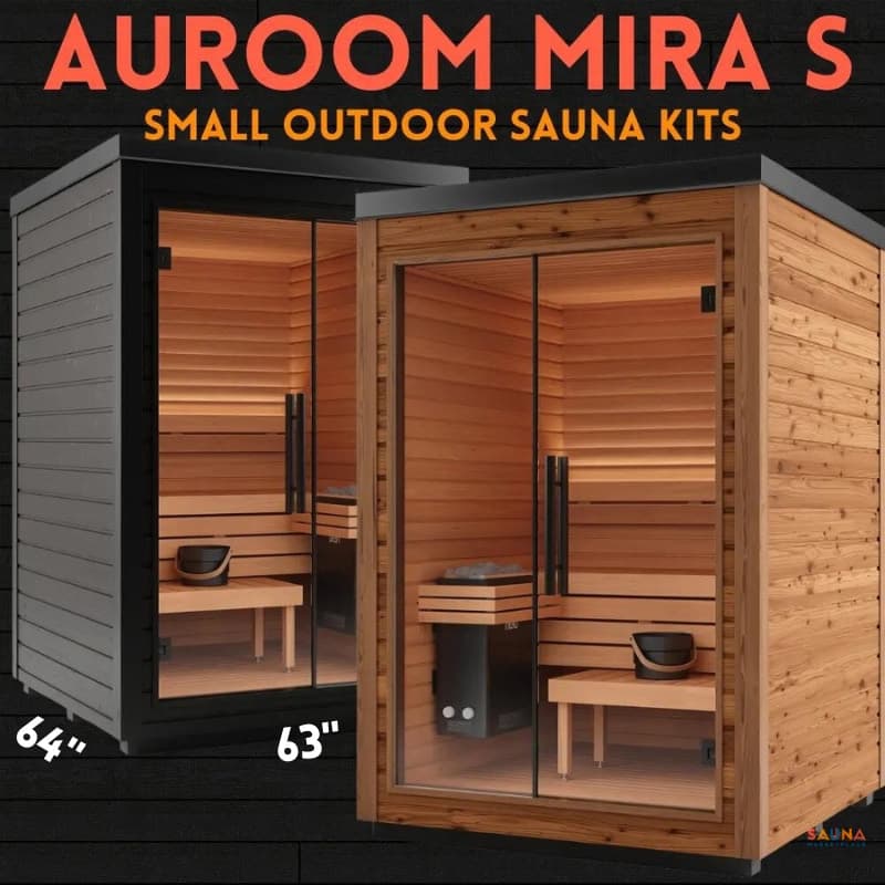 Auroom Mira S compact outdoor sauna kit in black