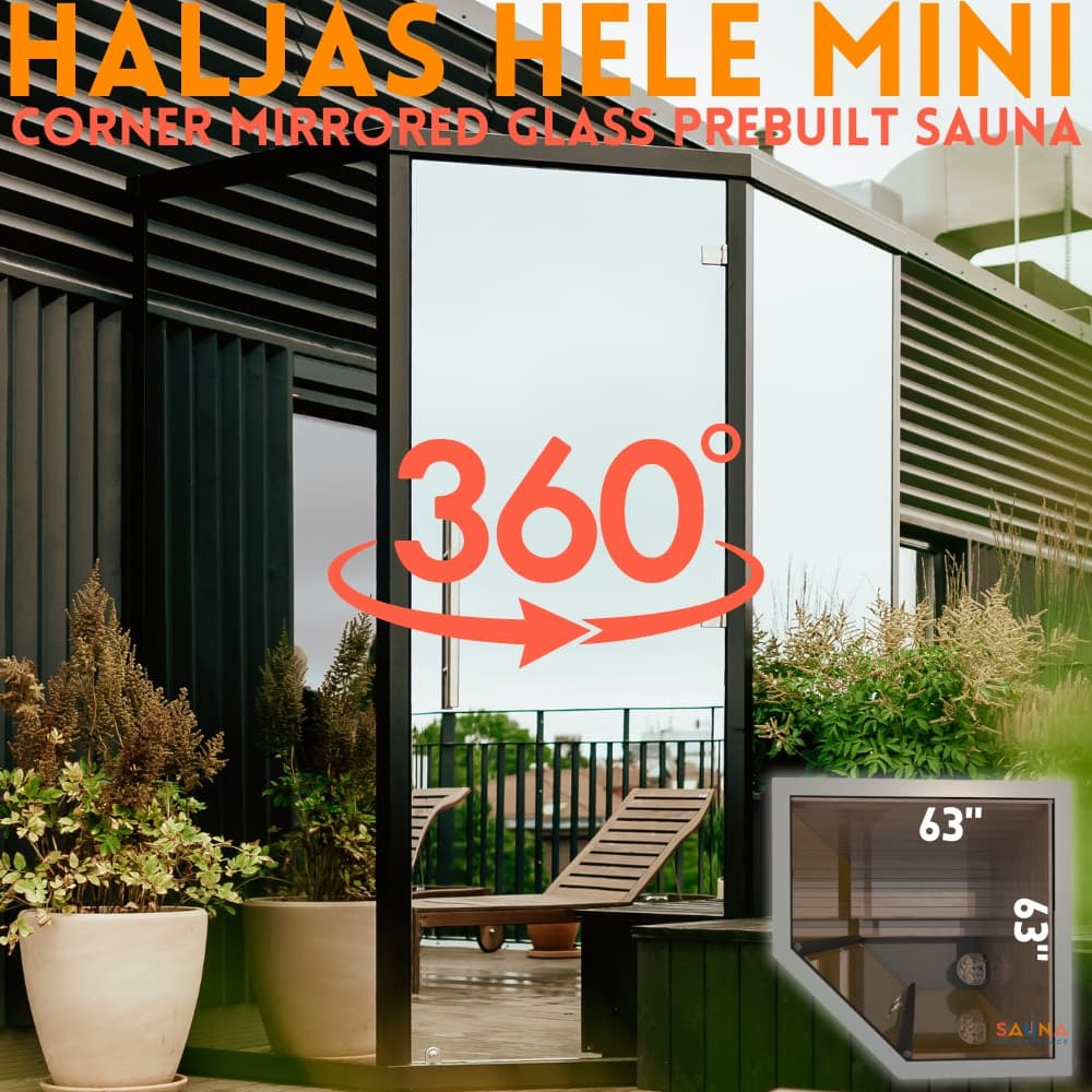 Haljas Hele Mini three-person mirrored glass sauna