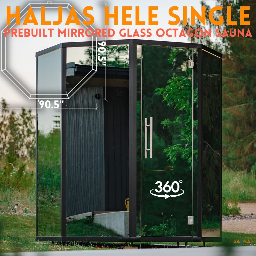 Haljas Hele Single octagonal sauna with mirrored glass walls