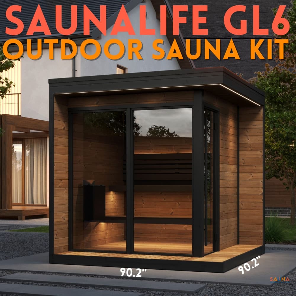 SaunaLife GL6 six-person garden luxury sauna with wraparound porch